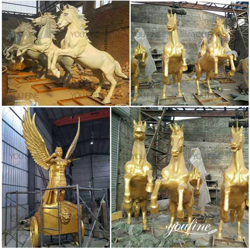 Large Bronze Chariot Horse Statue for Sale